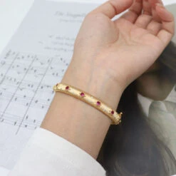 Retro Round Copper Plating Inlay Artificial Gemstones Bangle -Cheap Jewelry Store 1669994445665341440