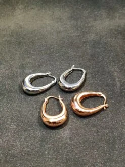 1 Pair IG Style Simple Style Oval Plating Sterling Silver Rose Gold Plated Rhodium Plated Hoop Earrings -Cheap Jewelry Store 1670733866547154945