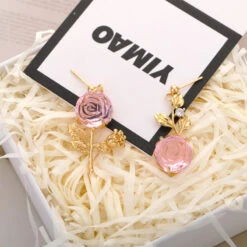 1 Pair Sweet Flower Plating Copper Drop Earrings -Cheap Jewelry Store 1672066593041027072