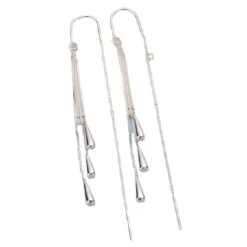 1 Pair Casual Simple Style Water Droplets Tassel Polishing Plating Sterling Silver Drop Earrings -Cheap Jewelry Store 1673508307542872064