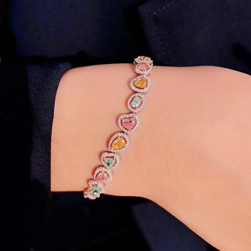 Classic Style Heart Shape Copper Inlay Artificial Gemstones Bracelets 5 Classic Style Heart Shape Copper Inlay Artificial Gemstones Bracelets - Image 3