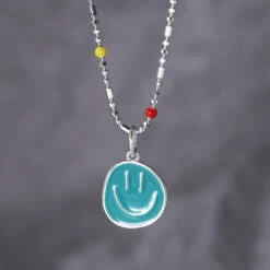 Casual Cute Streetwear Smiley Face Sterling Silver Pendant Necklace In Bulk -Cheap Jewelry Store 1674247164475346944