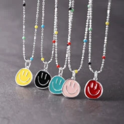 Casual Cute Streetwear Smiley Face Sterling Silver Pendant Necklace In Bulk -Cheap Jewelry Store 1674247220238618624 1