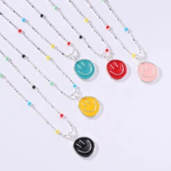 Casual Cute Streetwear Smiley Face Sterling Silver Pendant Necklace In Bulk -Cheap Jewelry Store 1674247252585091072