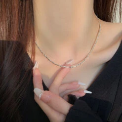 Simple Style Solid Color Sterling Silver Necklace In Bulk -Cheap Jewelry Store 1674655861735297024