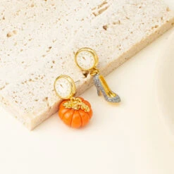 1 Pair Pastoral Pumpkin Clock High Heel Asymmetrical Plating Resin Brass Drop Earrings -Cheap Jewelry Store 1674660802348584960