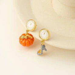1 Pair Pastoral Pumpkin Clock High Heel Asymmetrical Plating Resin Brass Drop Earrings