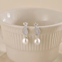1 Pair IG Style Simple Style Wings Plating Inlay Sterling Silver Pearl Zircon Drop Earrings -Cheap Jewelry Store 1675046653398224896