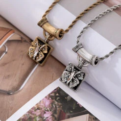 Retro Butterfly Copper Inlay Rhinestones Pendant Necklace -Cheap Jewelry Store 1675759659425861632