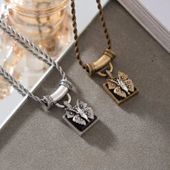 Retro Butterfly Copper Inlay Rhinestones Pendant Necklace -Cheap Jewelry Store 1675759689163476992 1