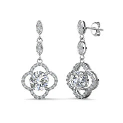 Simple Style Flower Sterling Silver Inlay Moissanite Earrings