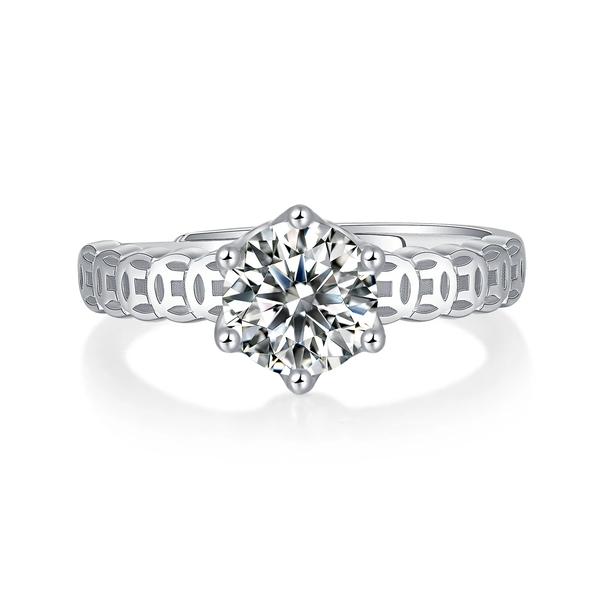 Simple Style Geometric Sterling Silver Plating Inlay Moissanite Open Rings 5 Simple Style Geometric Sterling Silver Plating Inlay Moissanite Open Rings - Image 3