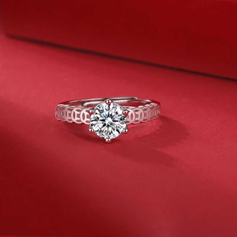 Simple Style Geometric Sterling Silver Plating Inlay Moissanite Open Rings 7 Simple Style Geometric Sterling Silver Plating Inlay Moissanite Open Rings - Image 5