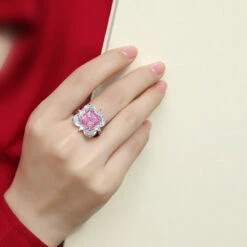 IG Style Shiny Square Flower Sterling Silver High Carbon Diamond Open Rings In Bulk -Cheap Jewelry Store 1676070175079796736