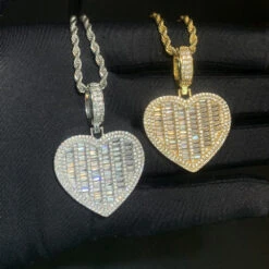 Hip-Hop Heart Shape Copper Inlay Zircon Pendant Necklace -Cheap Jewelry Store 1676144502999486464