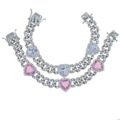 Hip-Hop Heart Shape Copper Inlay Zircon Bracelets