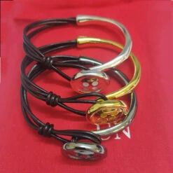 Vintage Style Button Leather Rope Copper Plating Silver Plated Bangle 13 Vintage Style Button Leather Rope Copper Plating Silver Plated Bangle -Cheap Jewelry Store 1676772577915310080 1