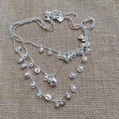 Artistic Round Copper Plating Inlay Crystal Silver Plated Three Layer Necklace -Cheap Jewelry Store 1676796520697040896 1