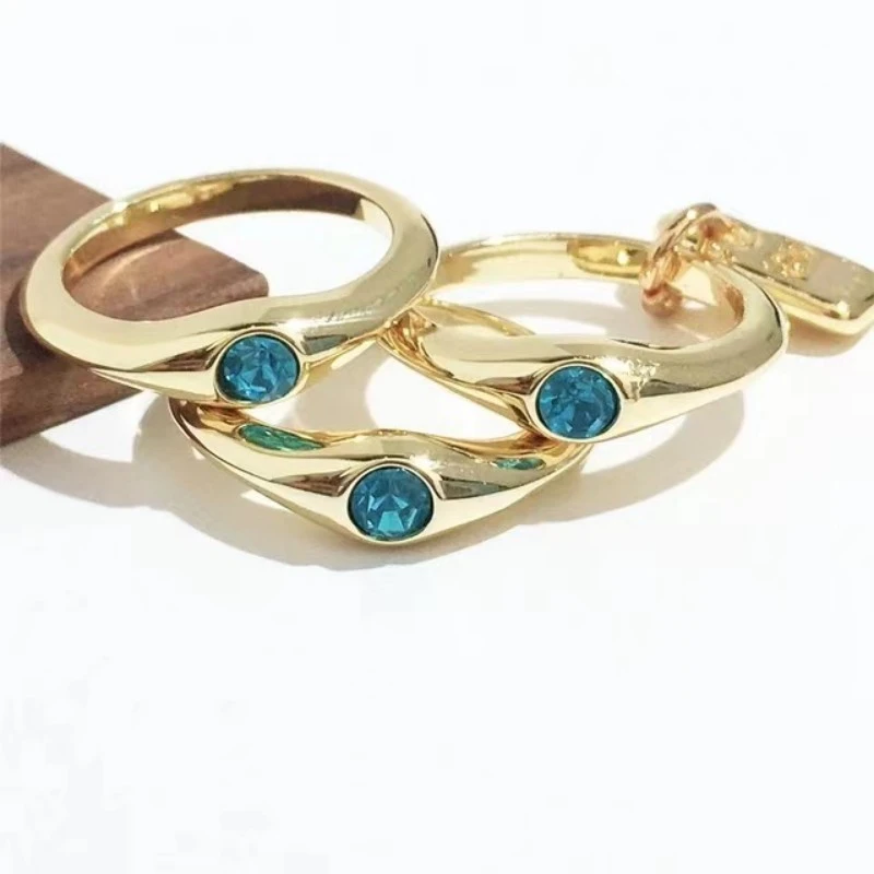 Novelty Artistic Letter Lock Copper Plating Inlay Crystal Silver Plated Rings 4 Novelty Artistic Letter Lock Copper Plating Inlay Crystal Silver Plated Rings - Image 2