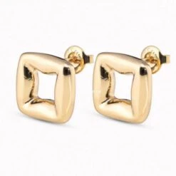 1 Pair Simple Style Square Plating Hollow Out Copper Silver Plated Ear Studs -Cheap Jewelry Store 1676798420909690880