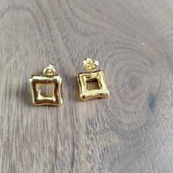 1 Pair Simple Style Square Plating Hollow Out Copper Silver Plated Ear Studs -Cheap Jewelry Store 1676798422193147904