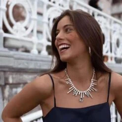 Novelty Oval Lines Silver Plated Artificial Crystal Pendant Necklace In Bulk -Cheap Jewelry Store 1676798504103710720