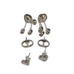 1 Pair Sweet Tassel Heart Shape Pig Nose Plating Copper Silver Plated Earrings -Cheap Jewelry Store 1676798688539840512