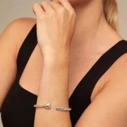 Simple Style Heart Shape Copper Plating Silver Plated Bangle -Cheap Jewelry Store 1676798743564914688