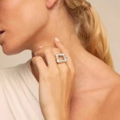 Classic Style Square Copper Plating Hollow Out Silver Plated Rings -Cheap Jewelry Store 1676798840059072512