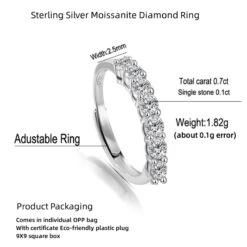 Simple Style Solid Color Sterling Silver Inlay Moissanite White Gold Plated Open Rings -Cheap Jewelry Store 1677240730084577280