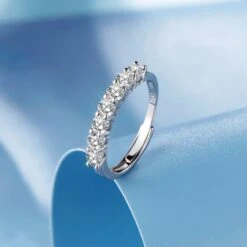 Simple Style Solid Color Sterling Silver Inlay Moissanite White Gold Plated Open Rings -Cheap Jewelry Store 1677240731879739392