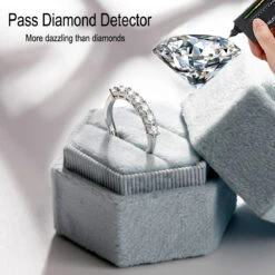 Simple Style Solid Color Sterling Silver Inlay Moissanite White Gold Plated Open Rings -Cheap Jewelry Store 1677242499346862080