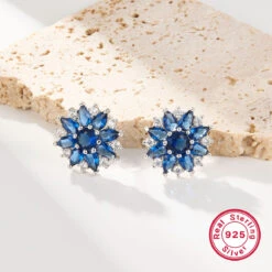 1 Pair Cute Luxurious Flower Plating Inlay Sterling Silver Zircon White Gold Plated Ear Studs -Cheap Jewelry Store 1677253396203180032