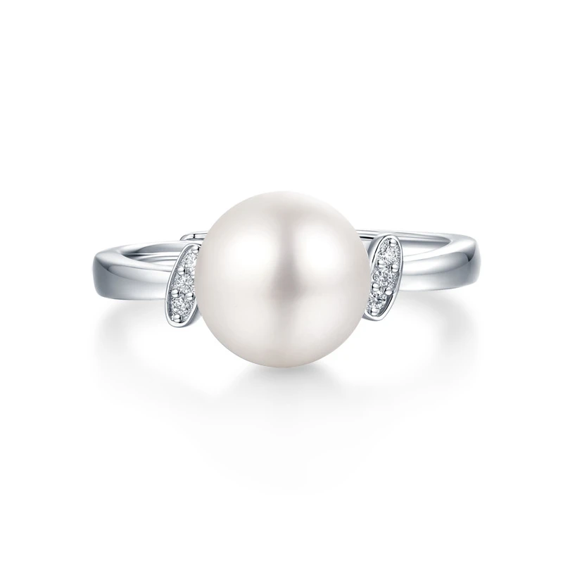 Simple Style Ball Sterling Silver Plating Inlay Freshwater Pearl Zircon Open Rings 6 Simple Style Ball Sterling Silver Plating Inlay Freshwater Pearl Zircon Open Rings - Image 4