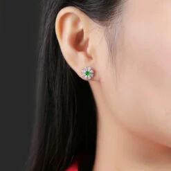 1 Pair Lady Flower Plating Inlay Sterling Silver Jade Ear Studs -Cheap Jewelry Store 1678209589541212160