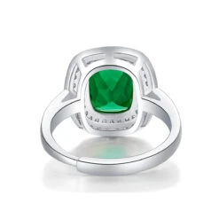 Sweet Rectangle Sterling Silver Plating Inlay Artificial Gemstones Open Rings -Cheap Jewelry Store 1678209637918314496