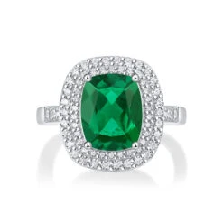 Sweet Rectangle Sterling Silver Plating Inlay Artificial Gemstones Open Rings -Cheap Jewelry Store 1678209640980156416