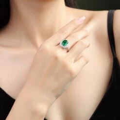 Sweet Rectangle Sterling Silver Plating Inlay Artificial Gemstones Open Rings -Cheap Jewelry Store 1678209641760296960