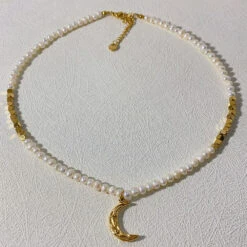 Simple Style Moon Shell Freshwater Pearl Titanium Steel Plating Necklace -Cheap Jewelry Store 1678329684577882112