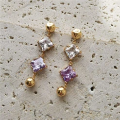 1 Pair Commute Square Inlay Copper Drop Earrings -Cheap Jewelry Store 1678603962137317376 1