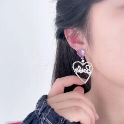 1 Pair Elegant Streetwear Letter Heart Shape Copper Drop Earrings -Cheap Jewelry Store 1678695534153568256
