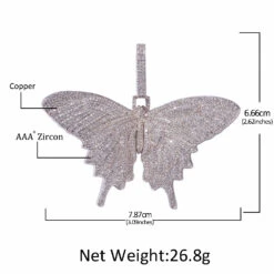 Hip-Hop Classic Style Butterfly Copper Zircon Charms Pendant Necklace In Bulk -Cheap Jewelry Store 1678699718215077888