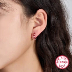 1 Pair Elegant Cute Heart Shape Plating Sterling Silver White Gold Plated Hoop Earrings