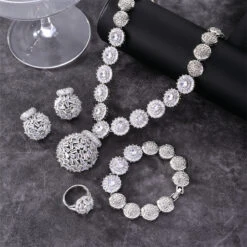 Casual Cool Style Shiny Geometric Copper Plating Inlay Zircon Rings Earrings Necklace -Cheap Jewelry Store 1679043594293481472