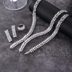 Elegant Lady Shiny Geometric Copper Plating Inlay Zircon Rings Earrings Necklace -Cheap Jewelry Store 1679052390856265728