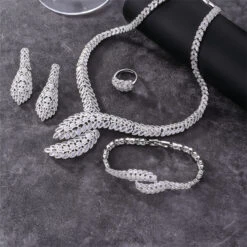 Elegant Lady Shiny Geometric Copper Plating Inlay Zircon Rings Earrings Necklace -Cheap Jewelry Store 1679052390856265729