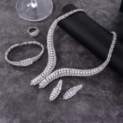 Shiny Korean Style Geometric Copper Plating Inlay Zircon Rings Earrings Necklace -Cheap Jewelry Store 1679056447201218560