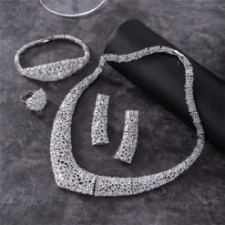 Shiny Korean Style Geometric Copper Plating Inlay Zircon Rings Earrings Necklace -Cheap Jewelry Store 1679056447238967296