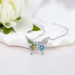 Lady Butterfly Sterling Silver Plating Inlay Artificial Gemstones Pendant Necklace -Cheap Jewelry Store 1679304937273692160 1