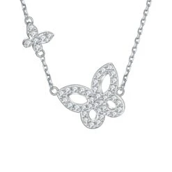 Elegant Sweet Crown Flower Butterfly Sterling Silver Bowknot Inlay Zircon Pendant Necklace -Cheap Jewelry Store 1679310055498977280
